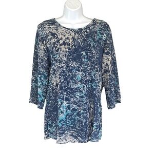 Chico's size 0 (4) loose blue print top, like new!